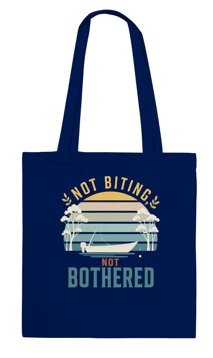 Not Biting Not Bothered feel-good tote bag in navy, Zen Koala Australia