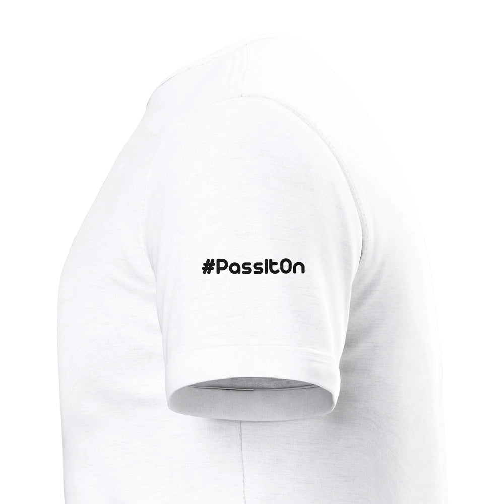Sleeve close-up: #PassItOn — Zen Koala Australia feel-good clothing