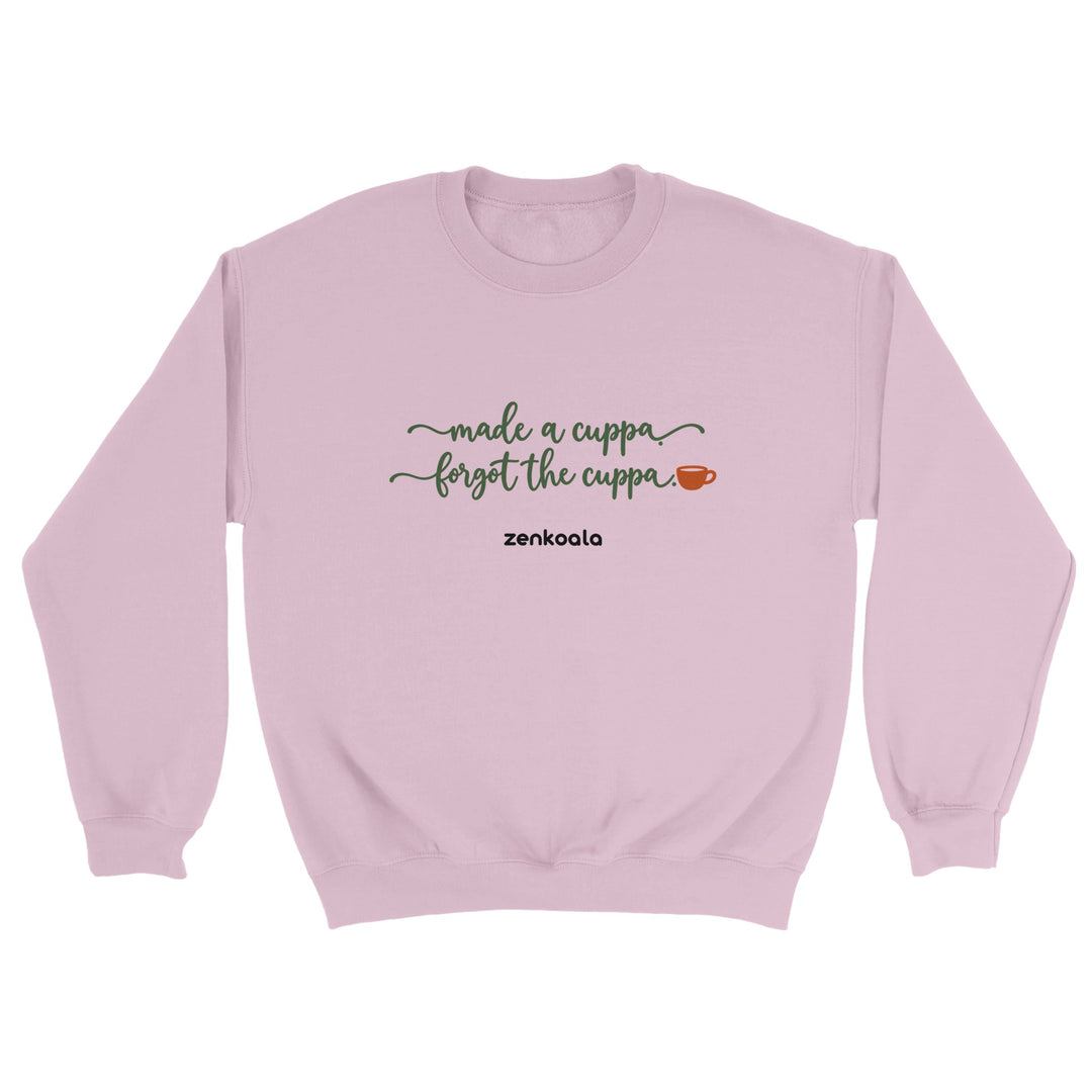 Made a Cuppa Forgot the Cuppa feel-good sweatshirt in light pink, Zen Koala Australia