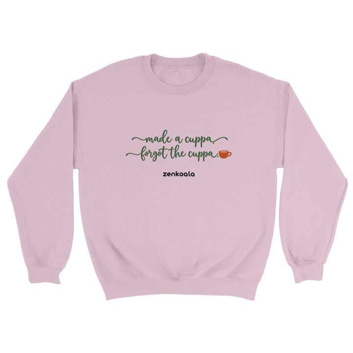Made a Cuppa Forgot the Cuppa feel-good sweatshirt in light pink, Zen Koala Australia