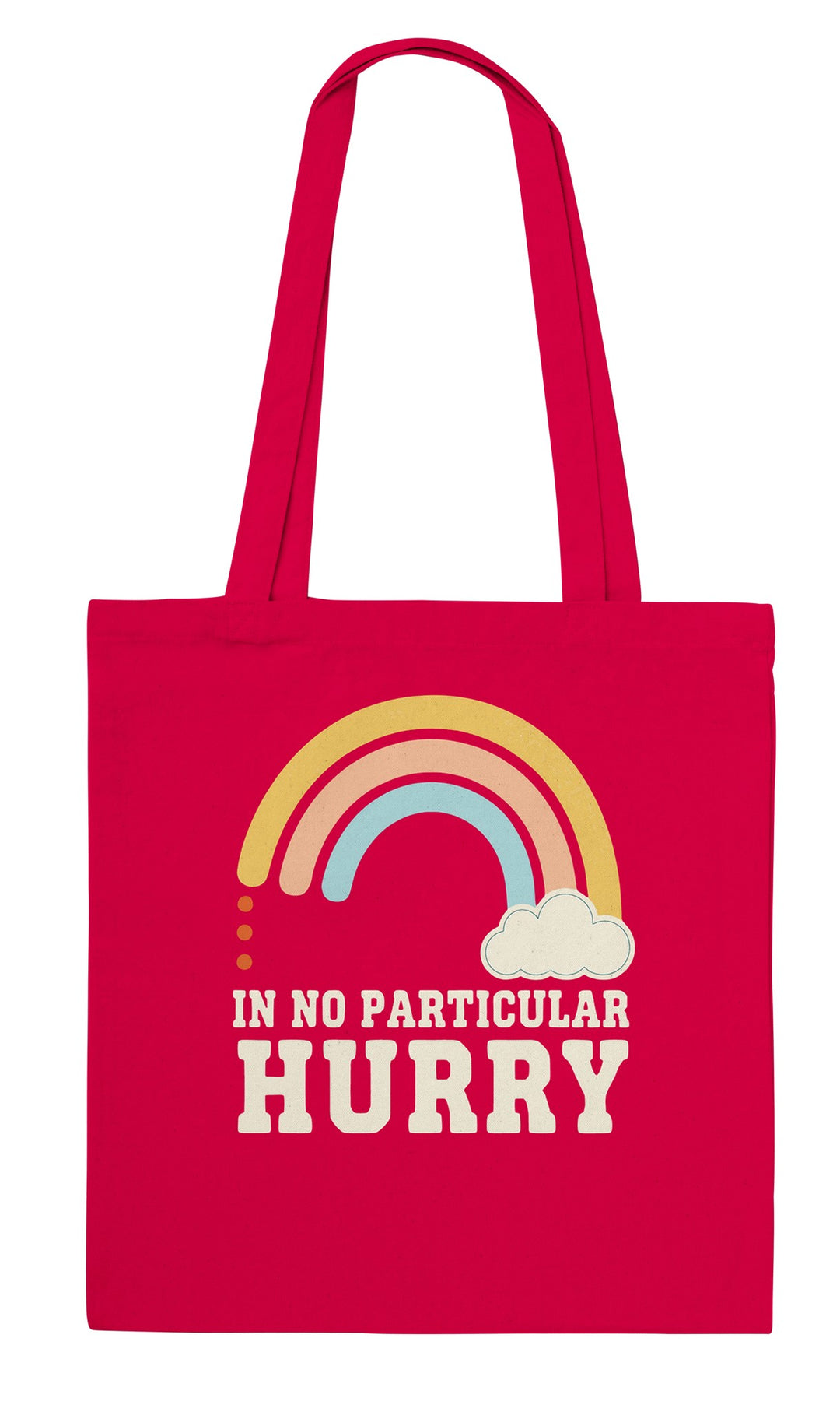 In No Particular Hurry feel-good tote bag in red, Zen Koala Australia