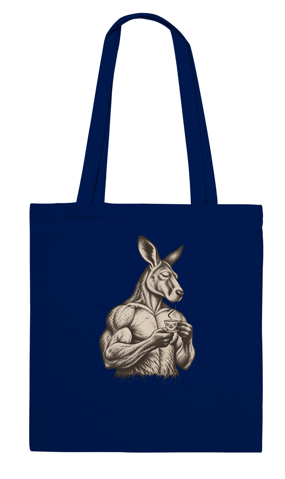 Buff Roo Teacup feel-good tote bag in navy, Zen Koala Australia