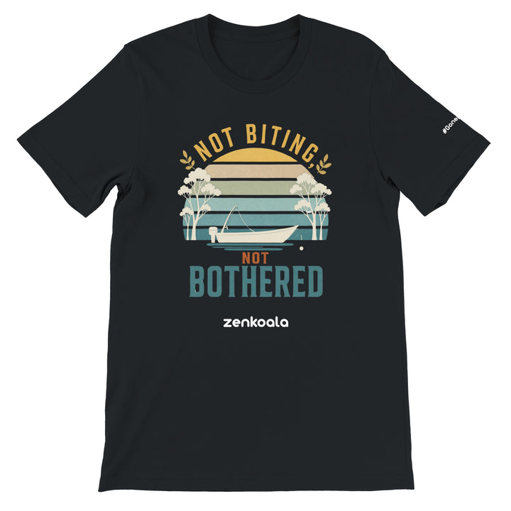 Not Biting Not Bothered feel-good tee in black — Zen Koala Australia