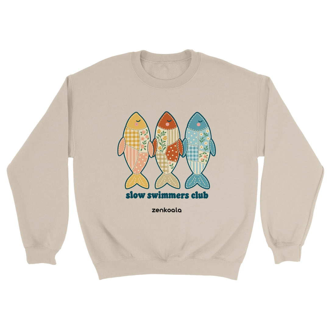 Slow Swimmers Club feel-good sweatshirt in sand, Zen Koala Australia