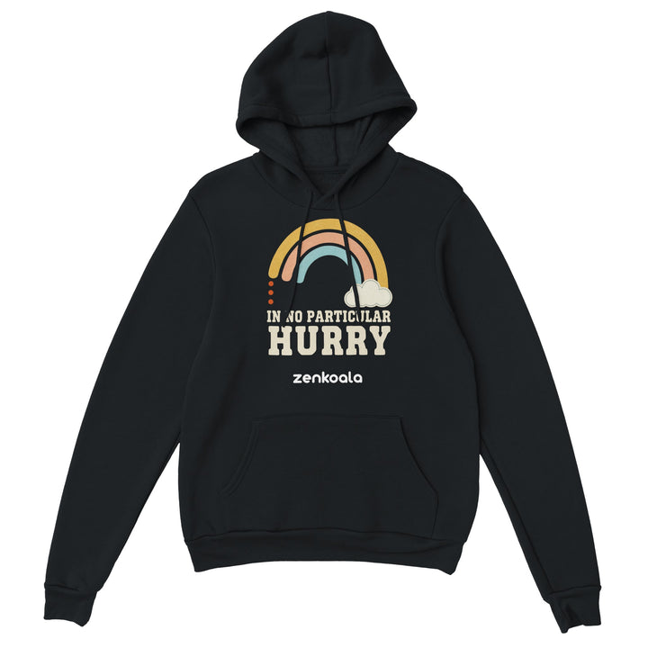 In No Particular Hurry feel-good hoodie in Black — Zen Koala Australia