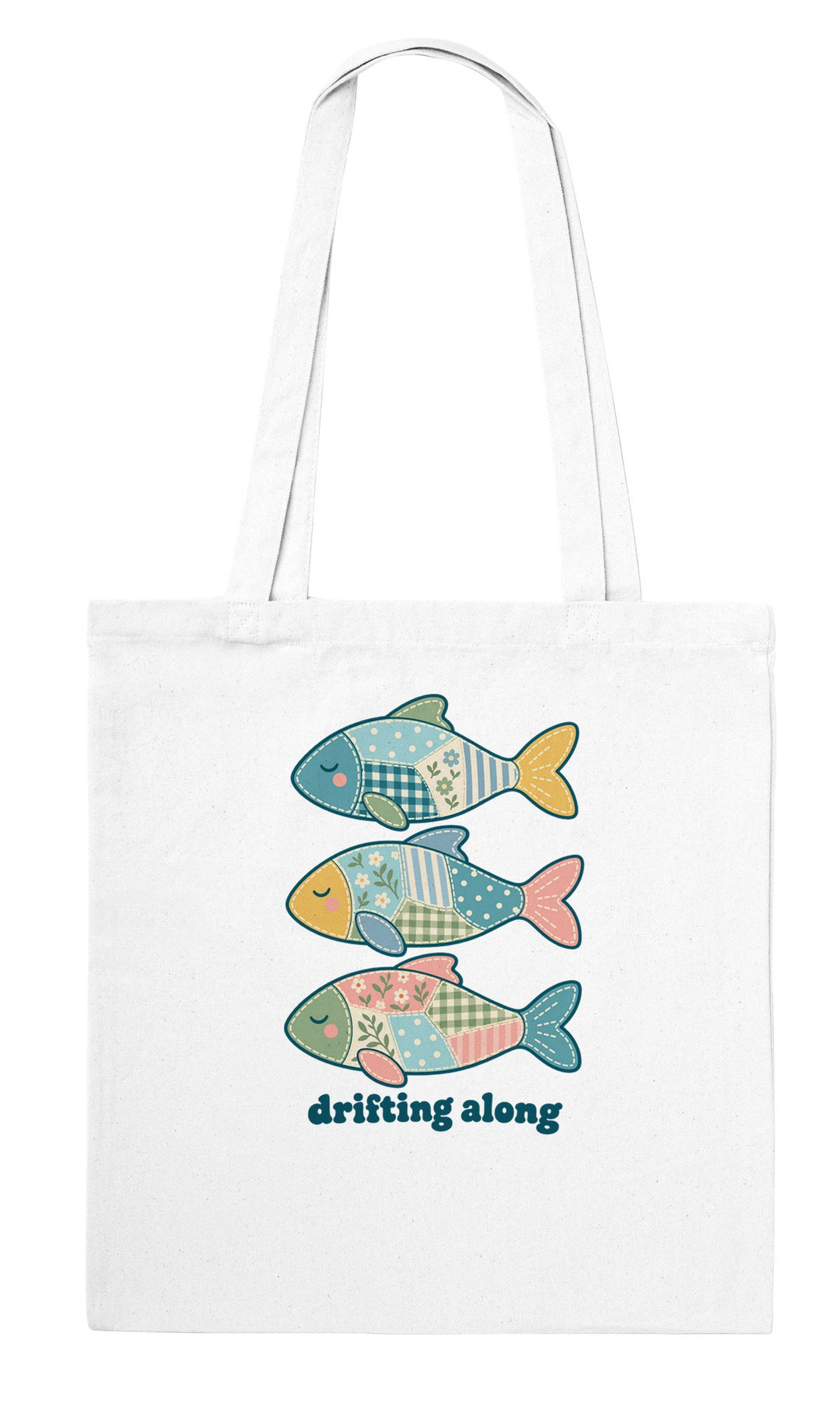 Drifting Along Fish feel-good tote bag in white, Zen Koala Australia