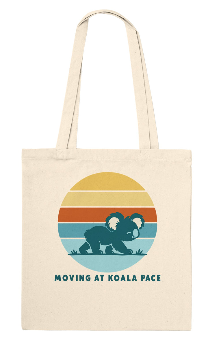 Moving at Koala Pace feel-good tote bag in natural, Zen Koala Australia