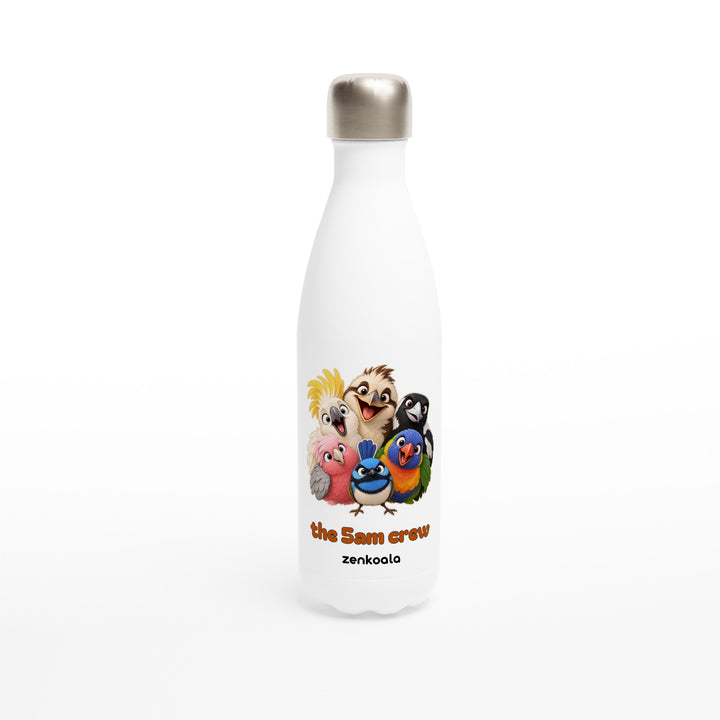 The 5am Crew feel-good water bottle: a noisy gang of Aussie birds, Zen Koala Australia