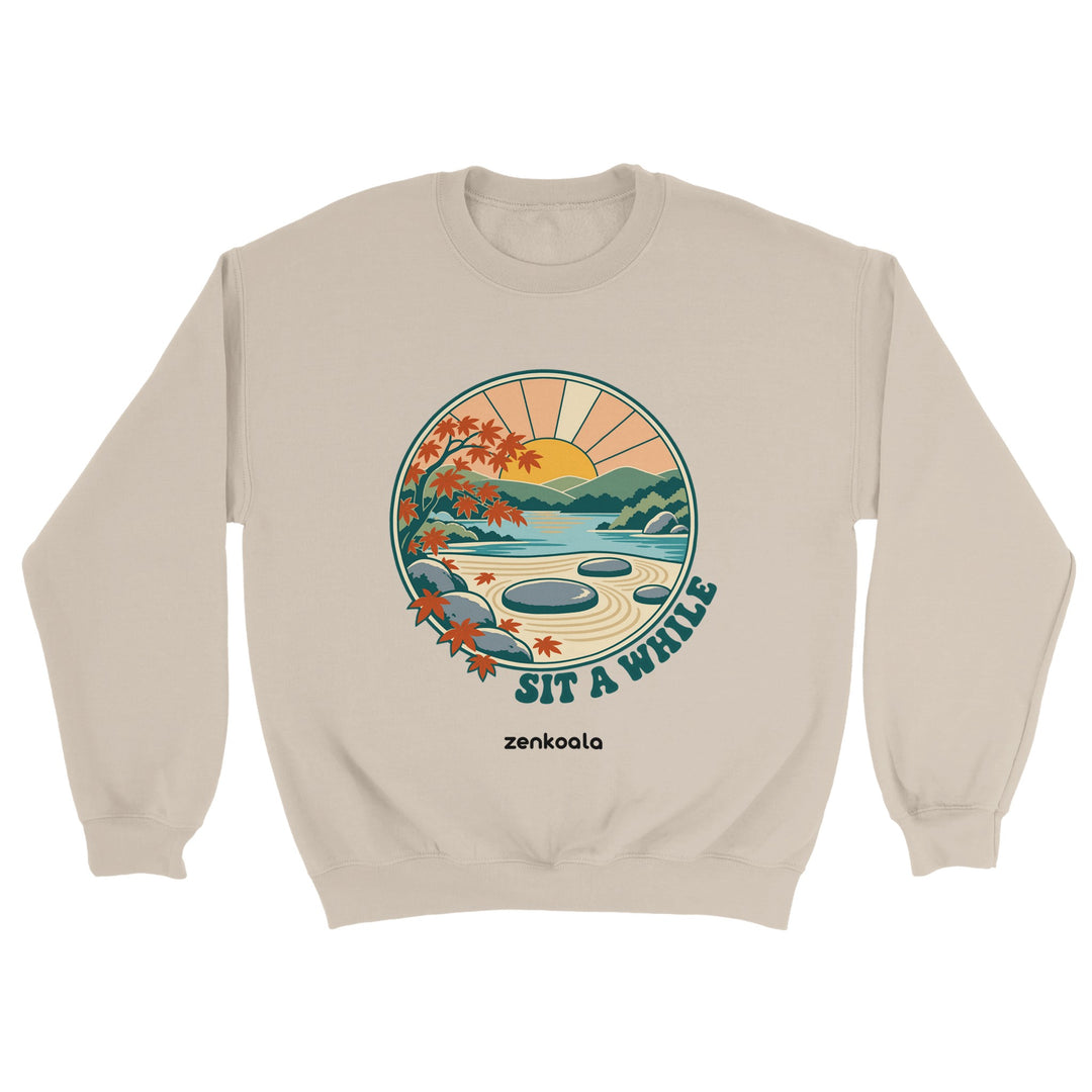 Zen Garden Sit a While feel-good sweatshirt in sand, Zen Koala Australia