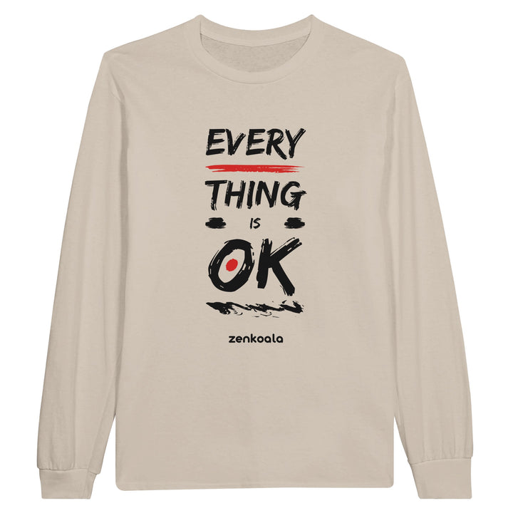 Everything is OK feel-good long sleeve tee in sand, Zen Koala Australia