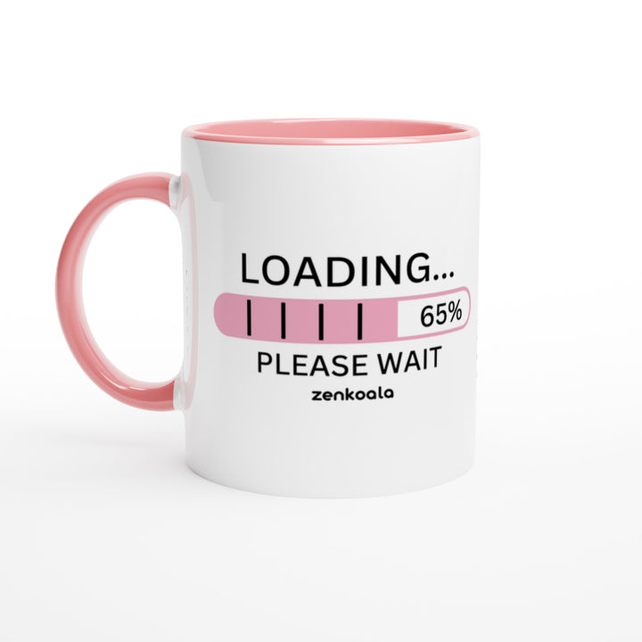Loading mug in pink: white with a pink rim, inside and handle, Zen Koala Australia