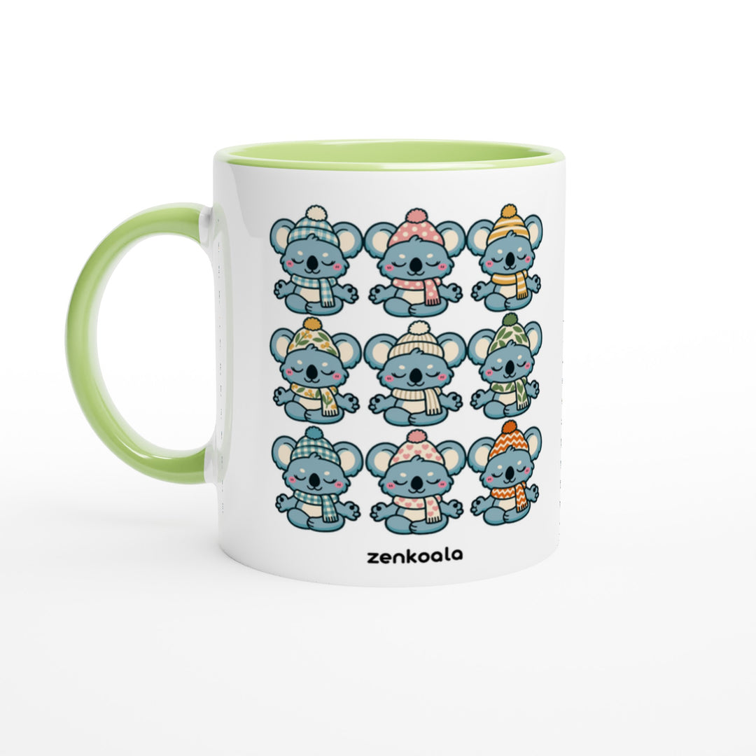 Koala Beanie Club mug in green: white with a green rim, inside and handle, Zen Koala Australia