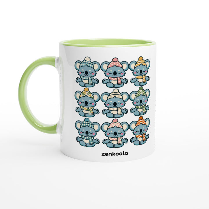 Koala Beanie Club mug in green: white with a green rim, inside and handle, Zen Koala Australia