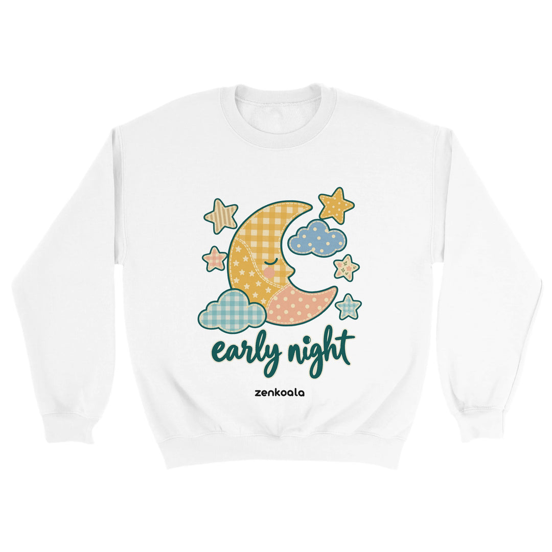 Early Night Moon feel-good sweatshirt in white, Zen Koala Australia