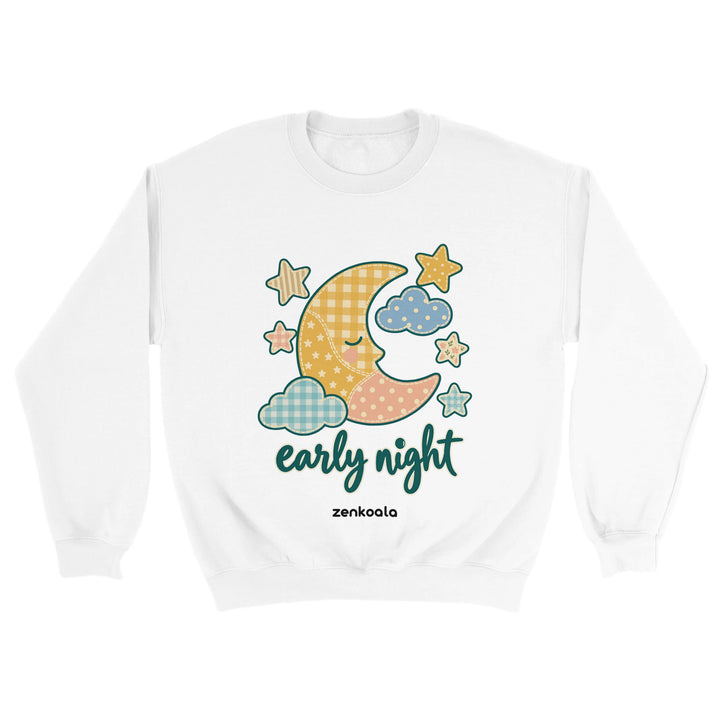 Early Night Moon feel-good sweatshirt in white, Zen Koala Australia