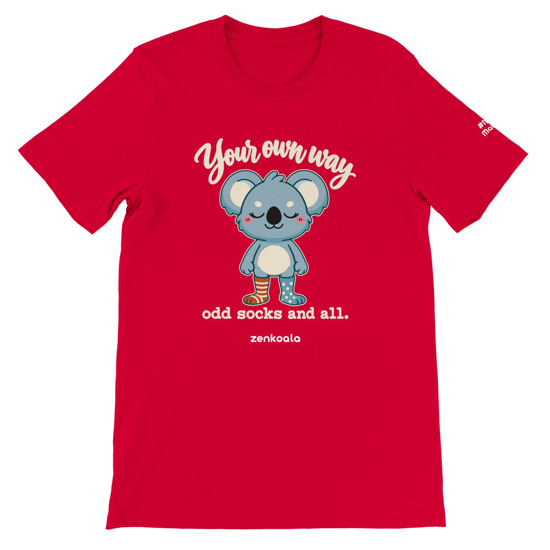 Your Own Way feel-good tee in red, Zen Koala Australia