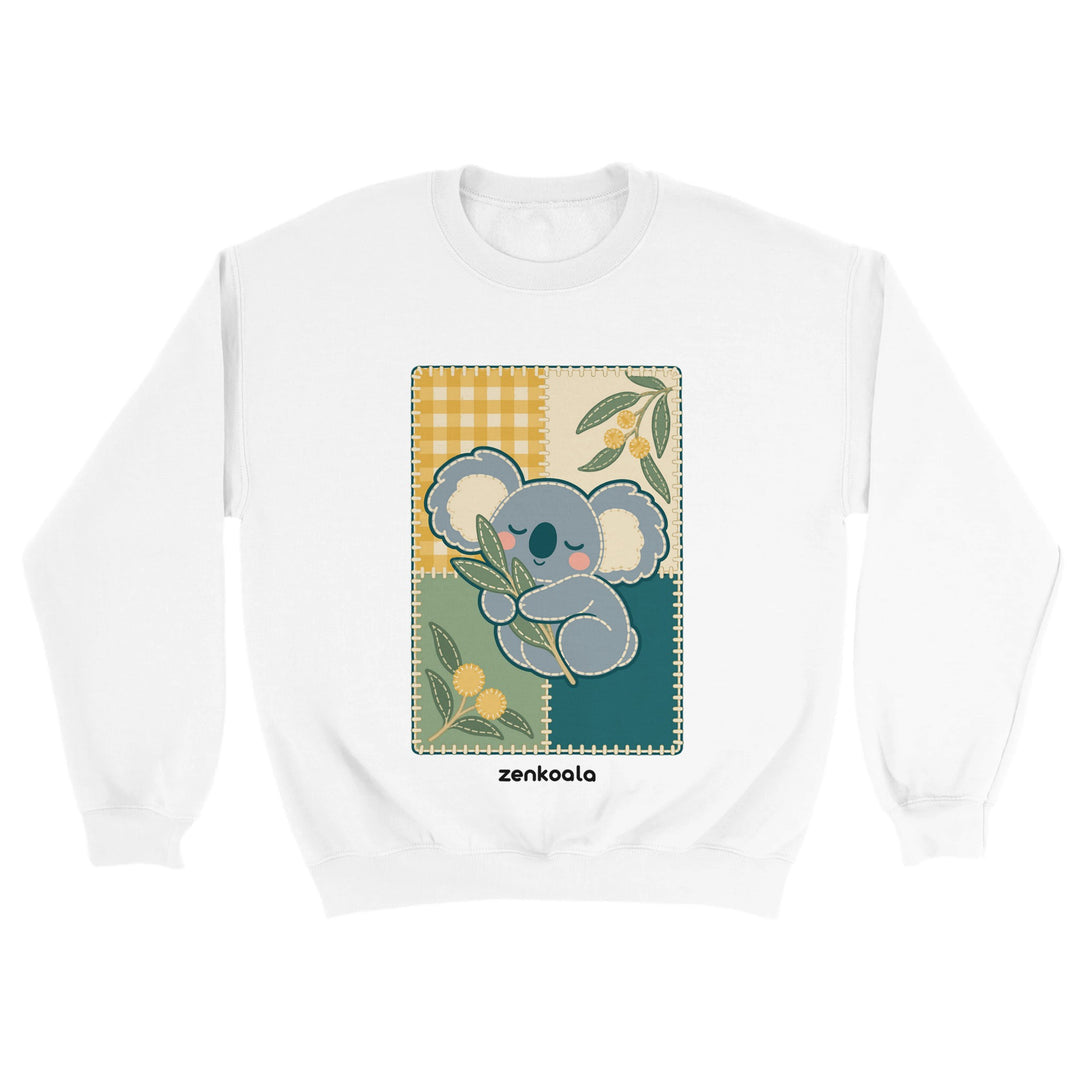 Koala Quilt feel-good sweatshirt in white, Zen Koala Australia
