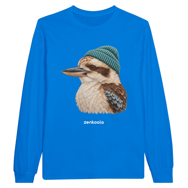 Kookaburra Beanie feel-good long sleeve tee in royal, Zen Koala Australia