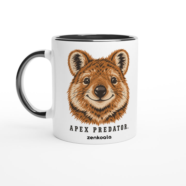Apex Predator mug in black: white with a black rim, inside and handle, Zen Koala Australia