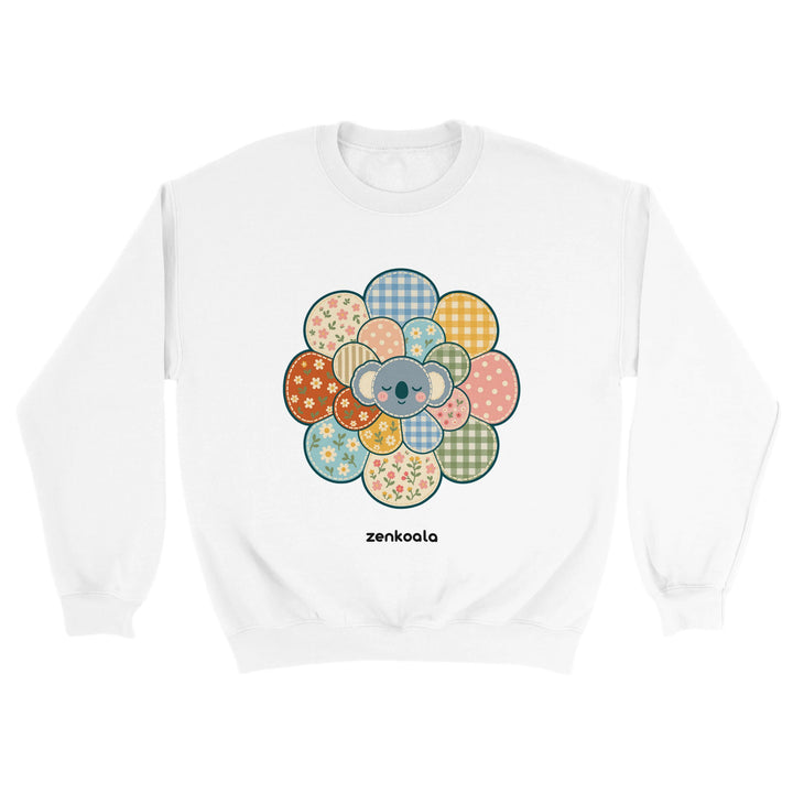 Zen Mandala Flower feel-good sweatshirt in white, Zen Koala Australia