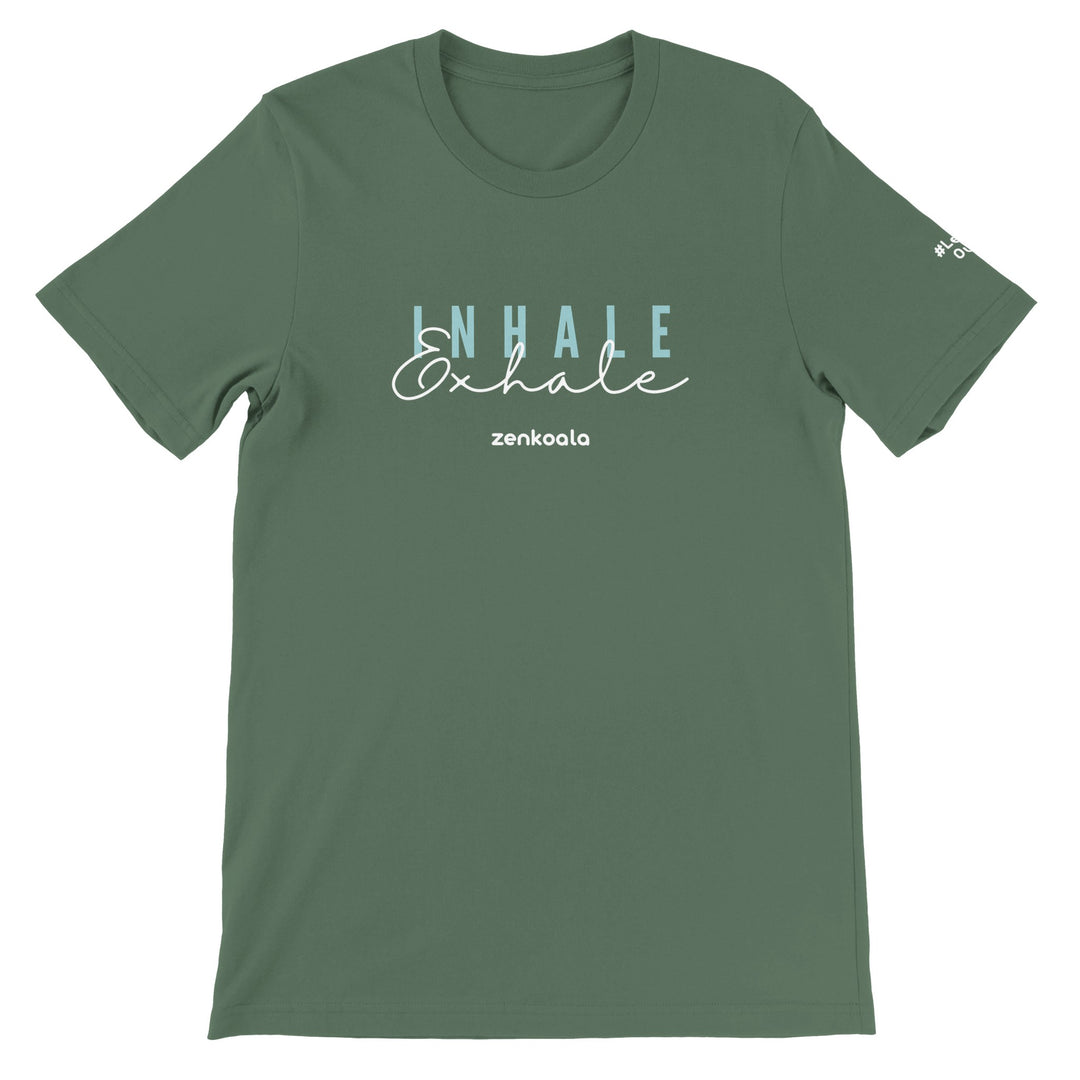 Exhale feel-good tee in military green, Zen Koala Australia