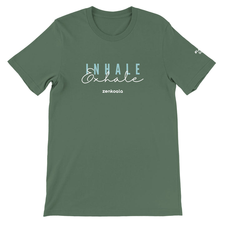 Exhale feel-good tee in military green, Zen Koala Australia