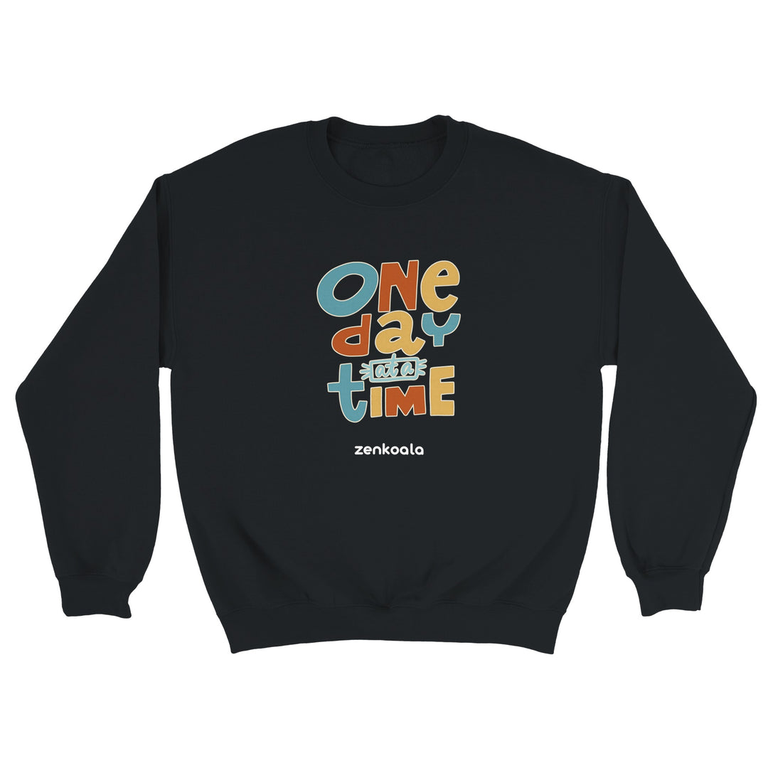 One Day at a Time feel-good sweatshirt in black, Zen Koala Australia