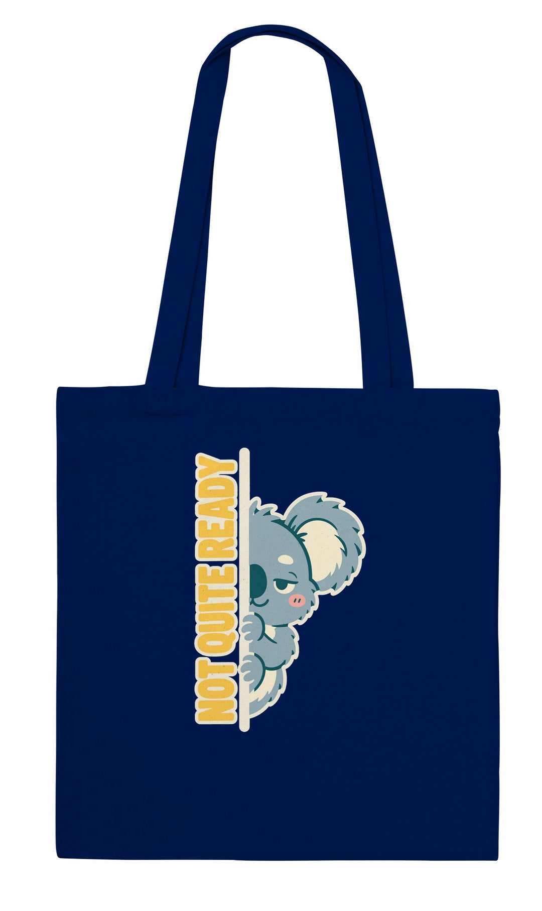 Not Quite Ready feel-good tote bag in navy, Zen Koala Australia