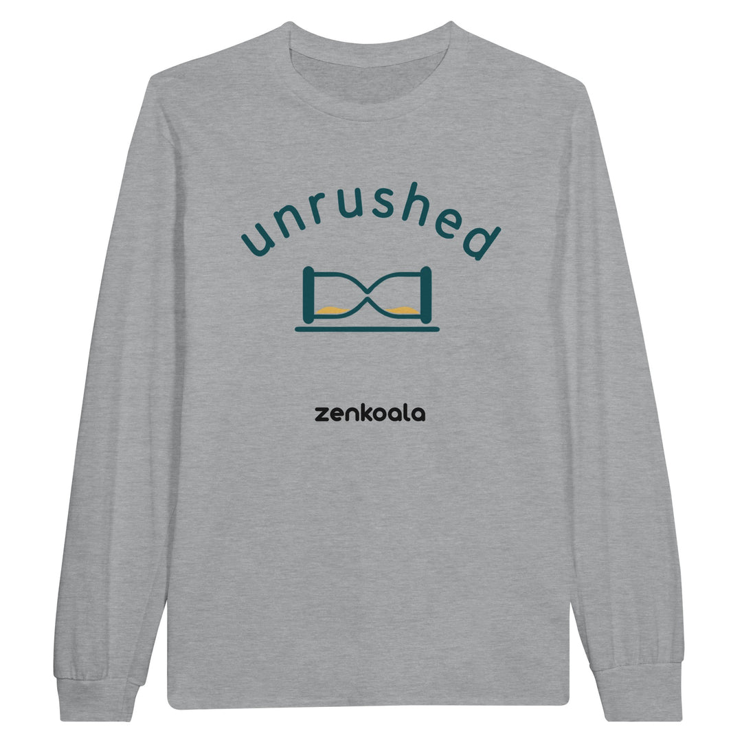 Unrushed long sleeve tee in sports grey — Zen Koala Australia