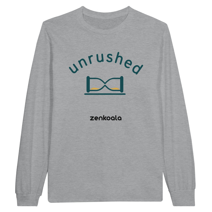 Unrushed long sleeve tee in sports grey — Zen Koala Australia