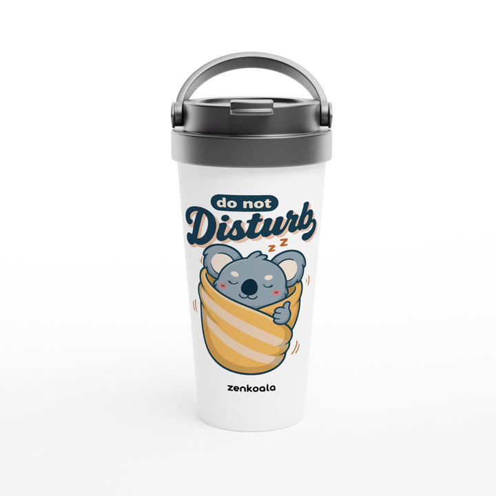 Do Not Disturb Koala feel-good travel mug: a koala wrapped up in a cosy blanket, Zen Koala Australia