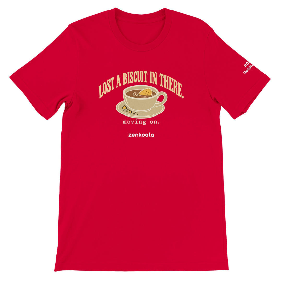 Lost a Biscuit in There feel-good tee in red, Zen Koala Australia