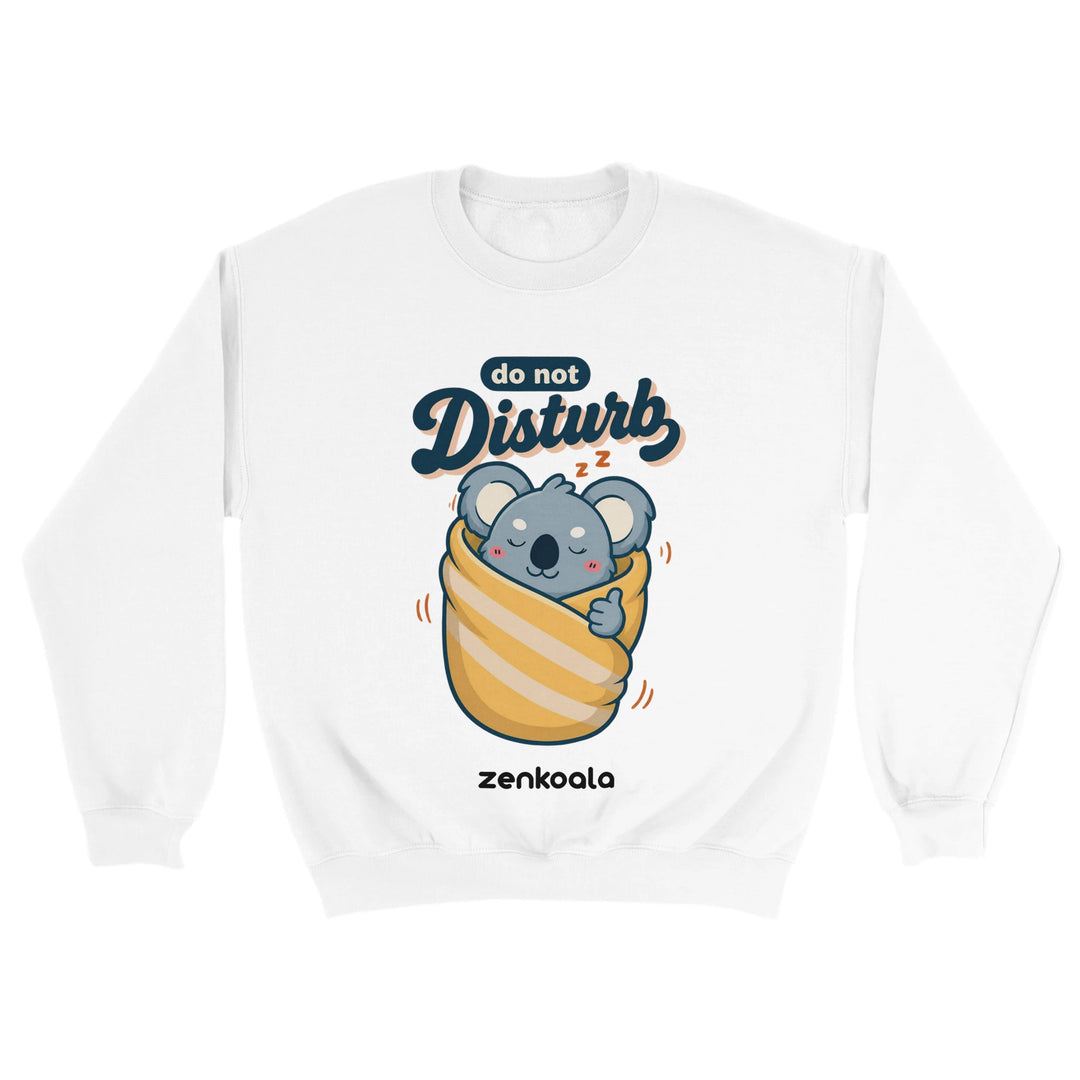 Do Not Disturb Koala feel-good sweatshirt in white — Zen Koala Australia