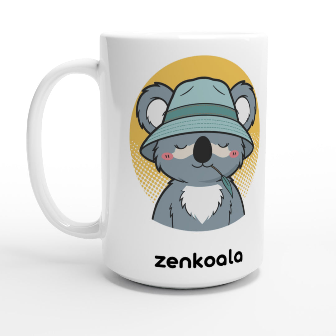 Koala Zinc and Bucket Hat feel-good 15oz mug: a koala in a bucket hat and zinc, Zen Koala Australia