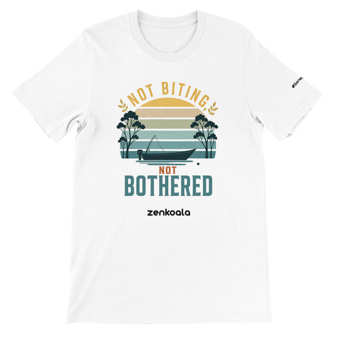 Not Biting Not Bothered feel-good tee in white — Zen Koala Australia