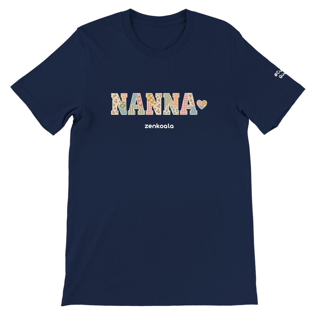 Nanna Faux Patchwork feel-good tee in navy, Zen Koala Australia