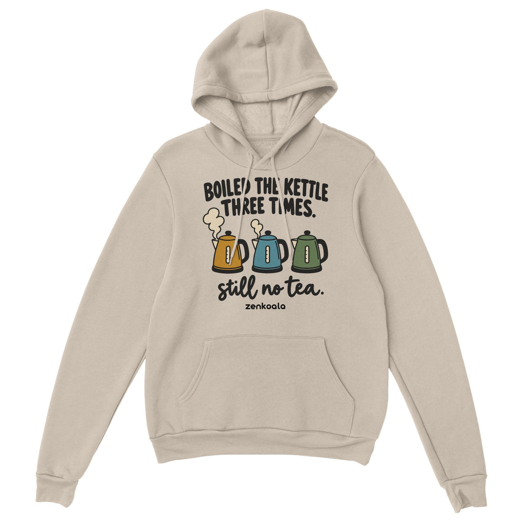 Boiled the Kettle Three Times feel-good hoodie in sand, Zen Koala Australia