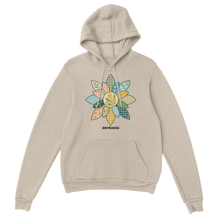Wattle Mandala feel-good hoodie in sand, Zen Koala Australia