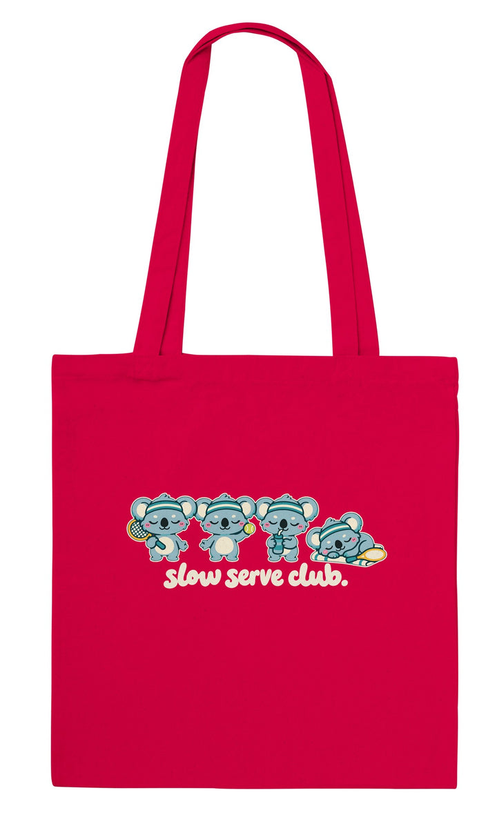 Slow Serve Club feel-good tote bag in red, Zen Koala Australia