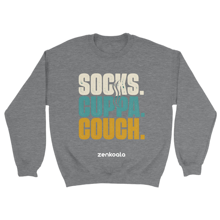 Socks Cuppa Couch feel-good sweatshirt in sport grey — Zen Koala Australia
