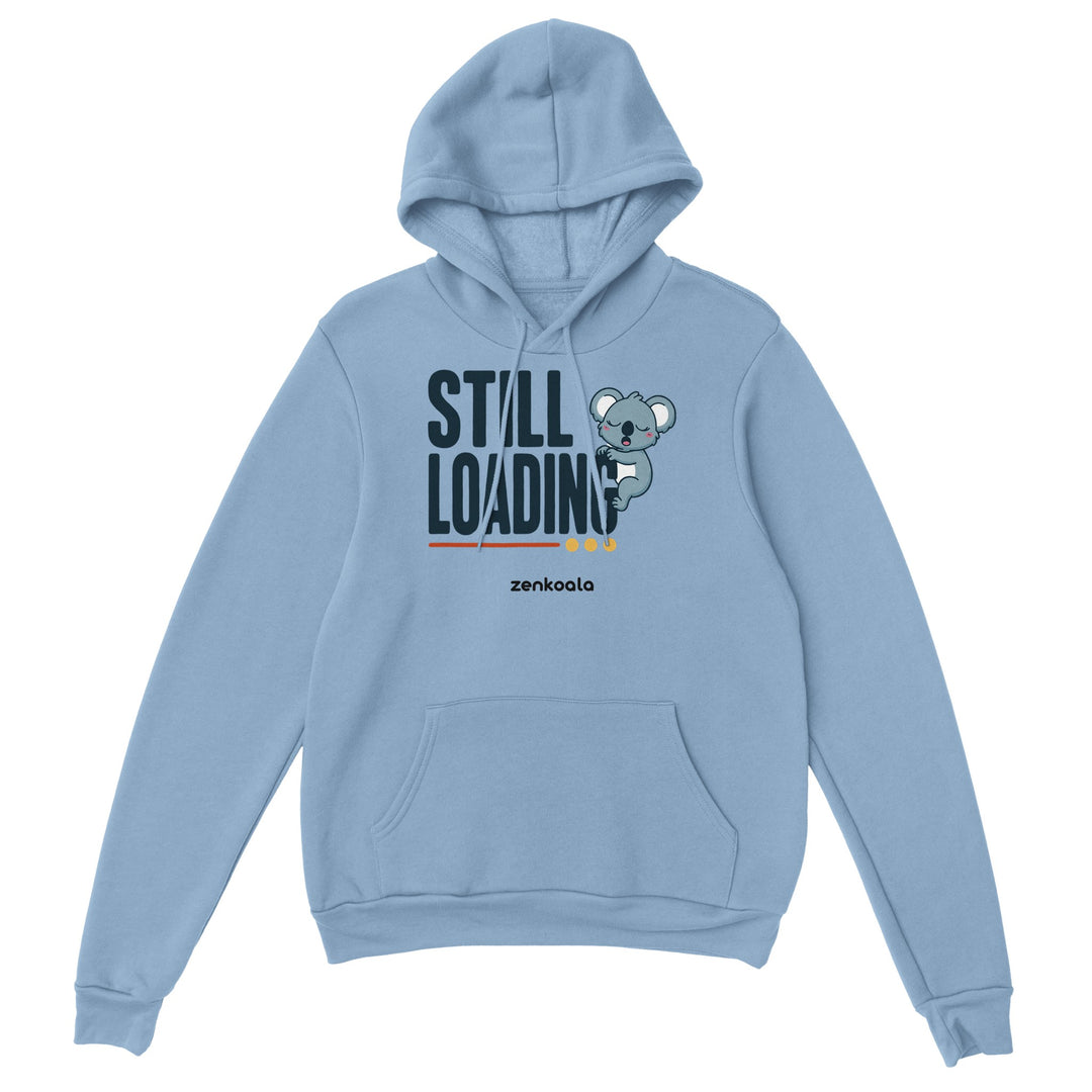 Still Loading Koala feel-good hoodie in light blue, Zen Koala Australia