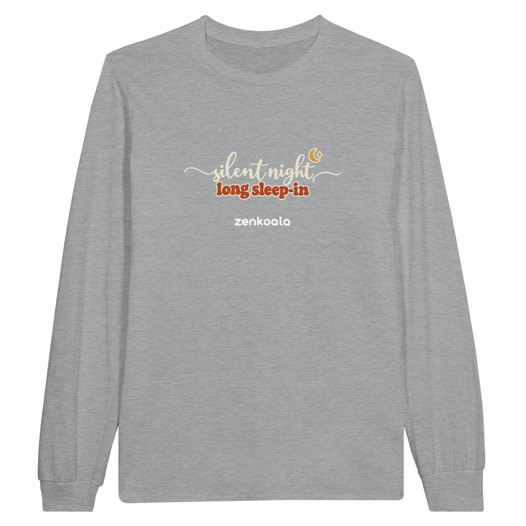 Silent Night Long Sleep-In feel-good long sleeve tee in sports grey, Zen Koala Australia