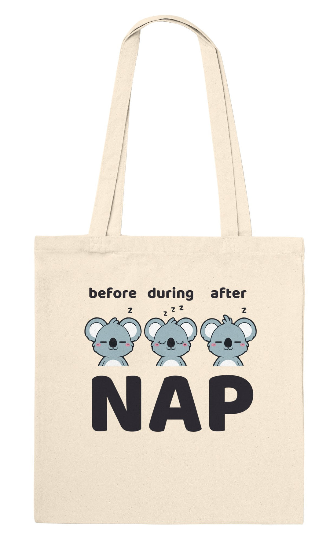 Before Nap Nap After Nap Koala feel-good tote bag in natural, Zen Koala Australia