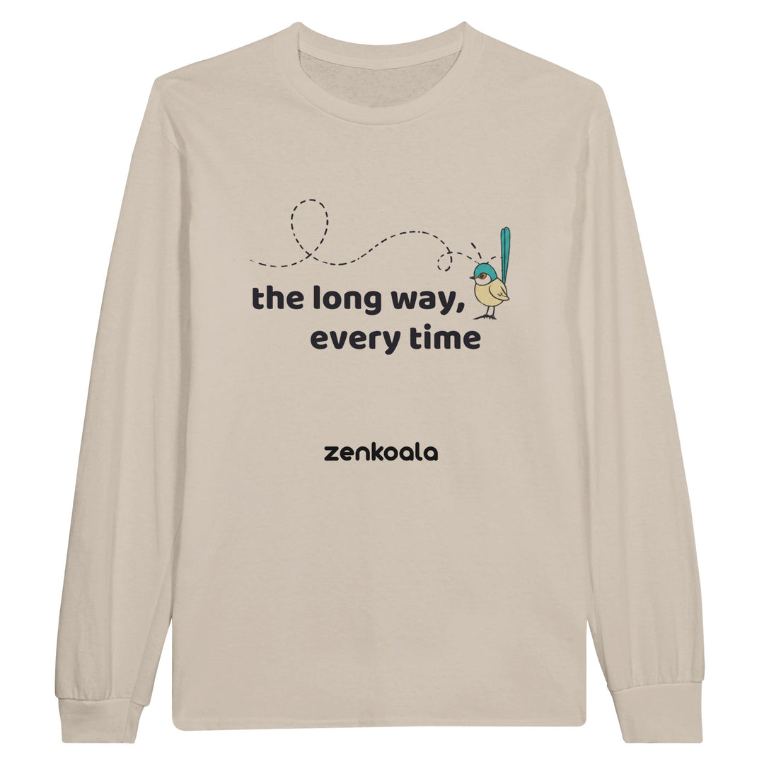 The Long Way Every Time long sleeve tee in sand — Zen Koala Australia