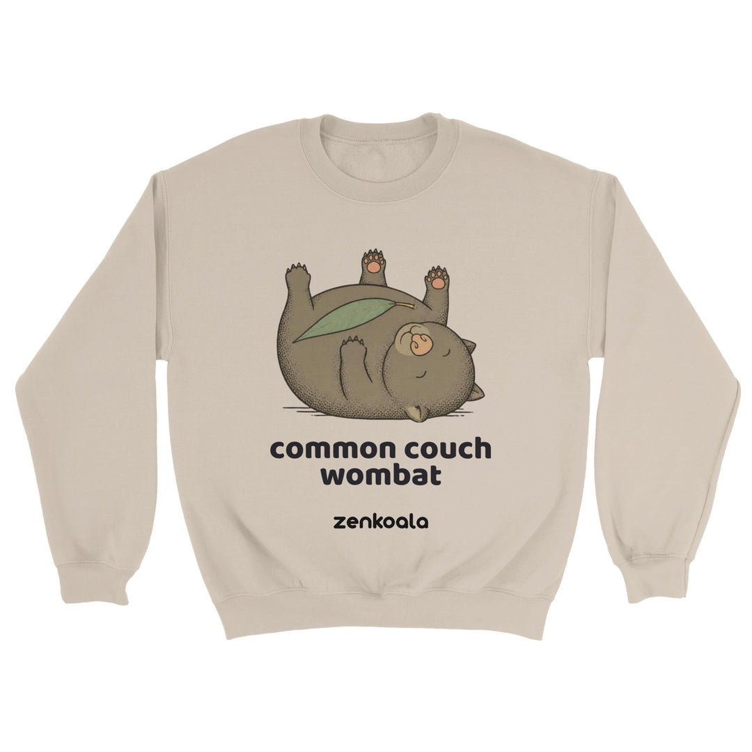 Common Couch Wombat feel-good sweatshirt in sand — Zen Koala Australia
