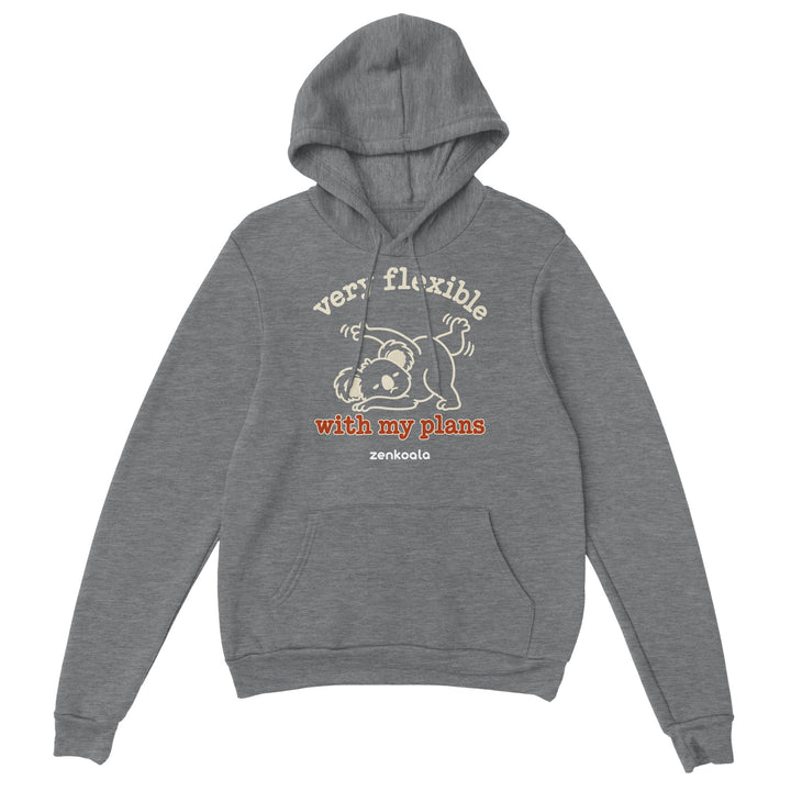 Very Flexible With My Plans feel-good hoodie in sport grey, Zen Koala Australia