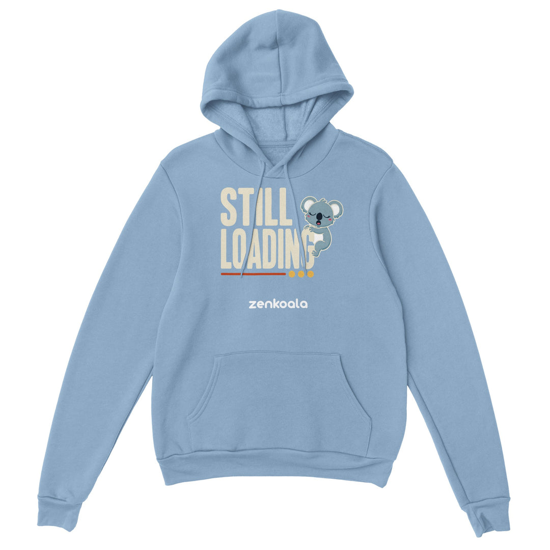 Still Loading Koala feel-good hoodie in Light Blue — Zen Koala Australia