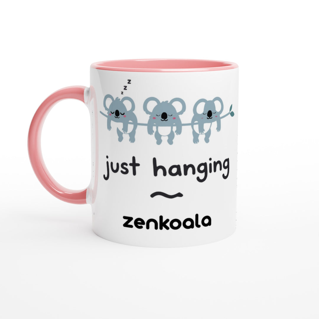 Just Hanging feel-good mug, pink inside — Zen Koala Australia