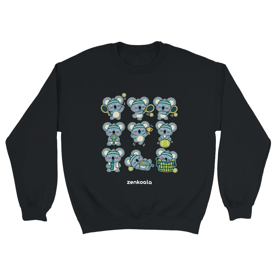 Tennis Koalas feel-good sweatshirt in black, Zen Koala Australia