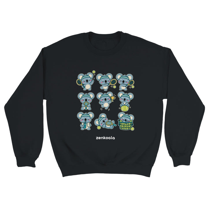 Tennis Koalas feel-good sweatshirt in black, Zen Koala Australia